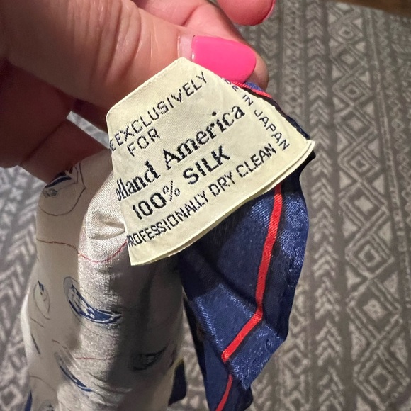 Holland America nautical 100% silk scarf Blue and White Patterned Scarf (D-308) - Picture 5 of 11